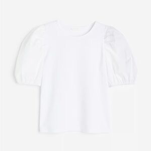 H&M Puff Sleeved White XL Top NWOT